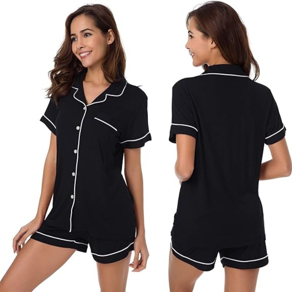 SIORO Women's Pajamas Set Short Sleeve, Button Down Cotton